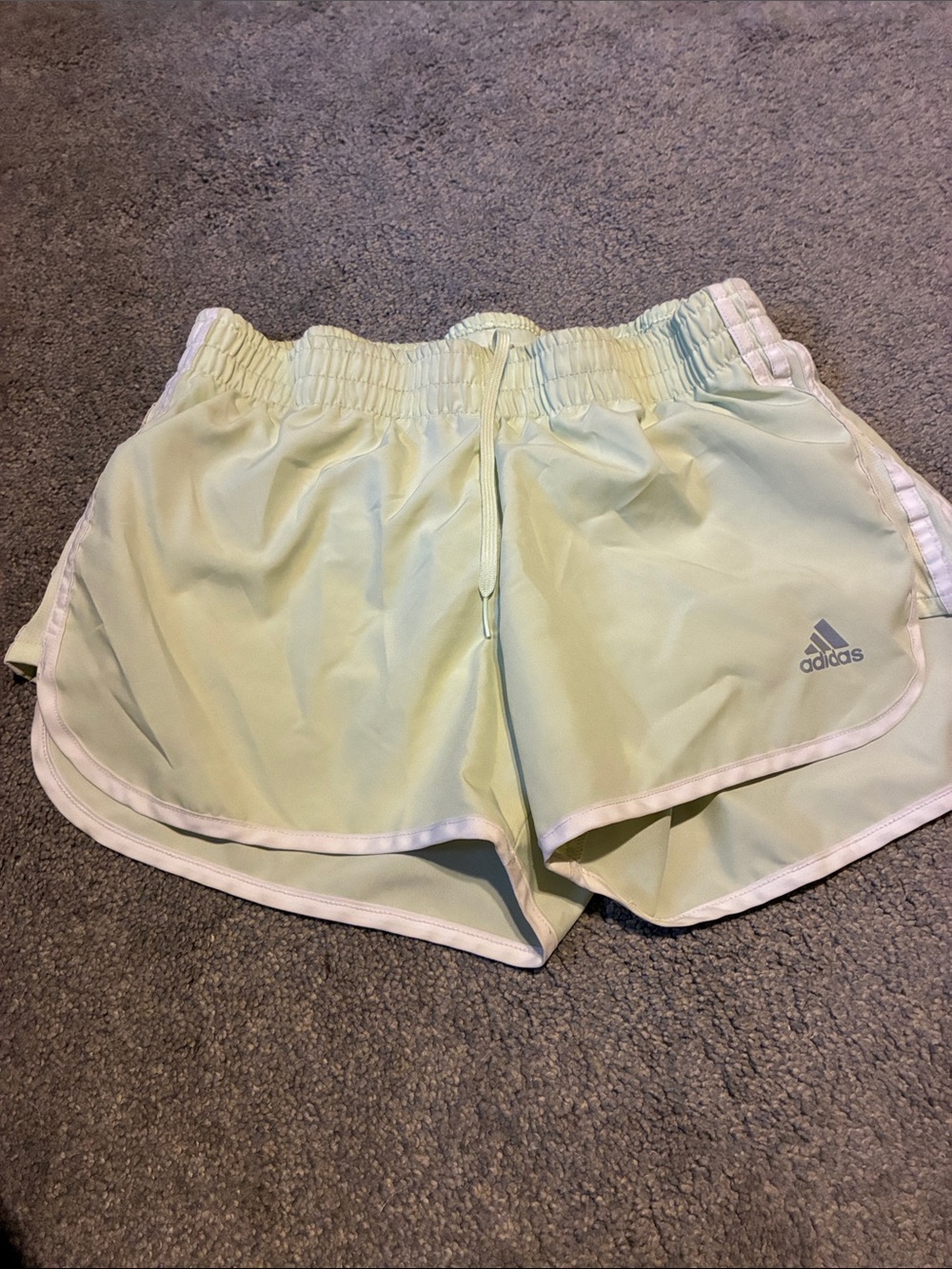 adidas Women’s Light Mint Running Shorts with White Trim